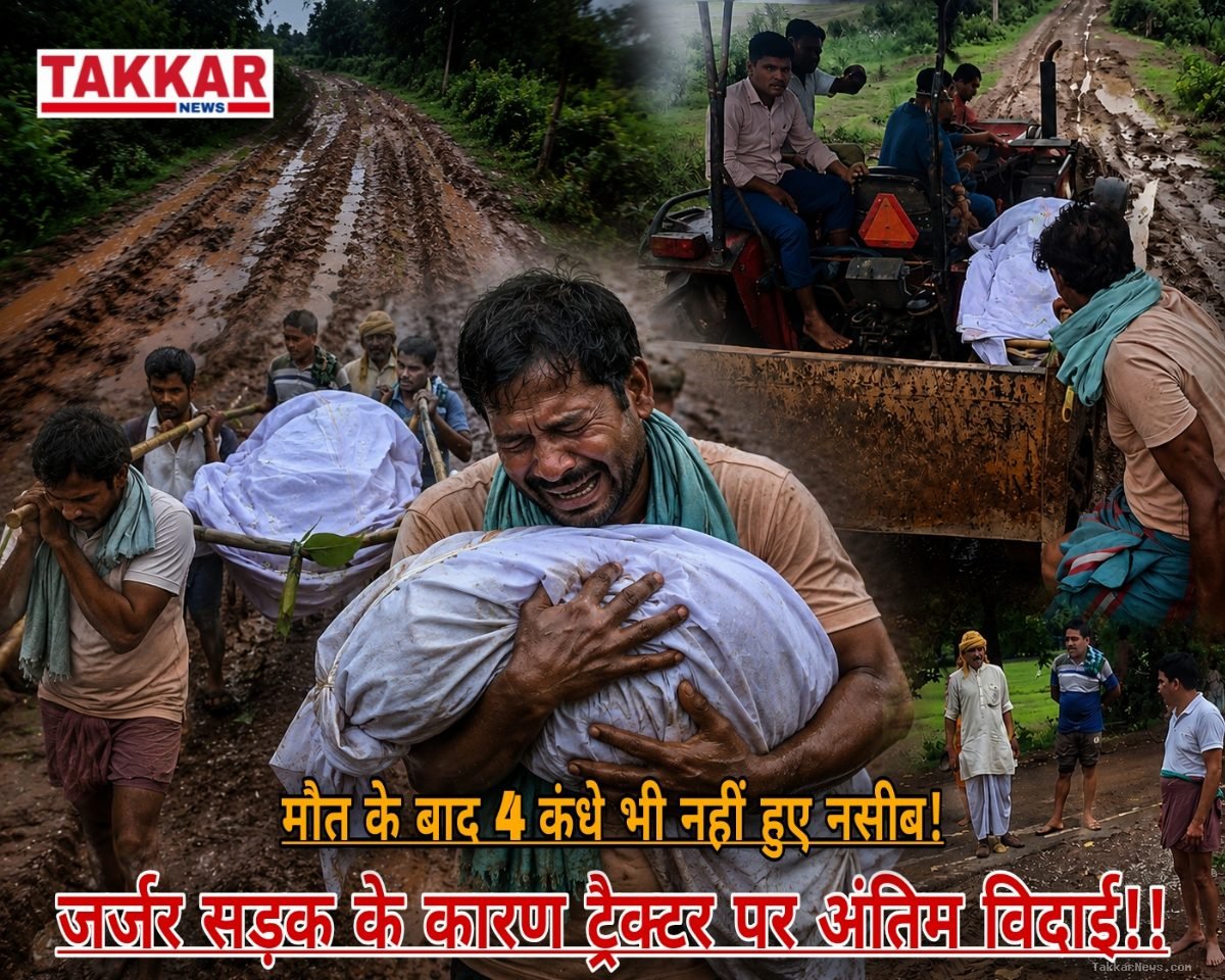 विकास के दावों की खुली पोल: श्मशान तक नसीब नहीं हुई पक्की सड़क, कंधे के बजाय ट्रैक्टर पर निकली अंतिम यात्रा!!