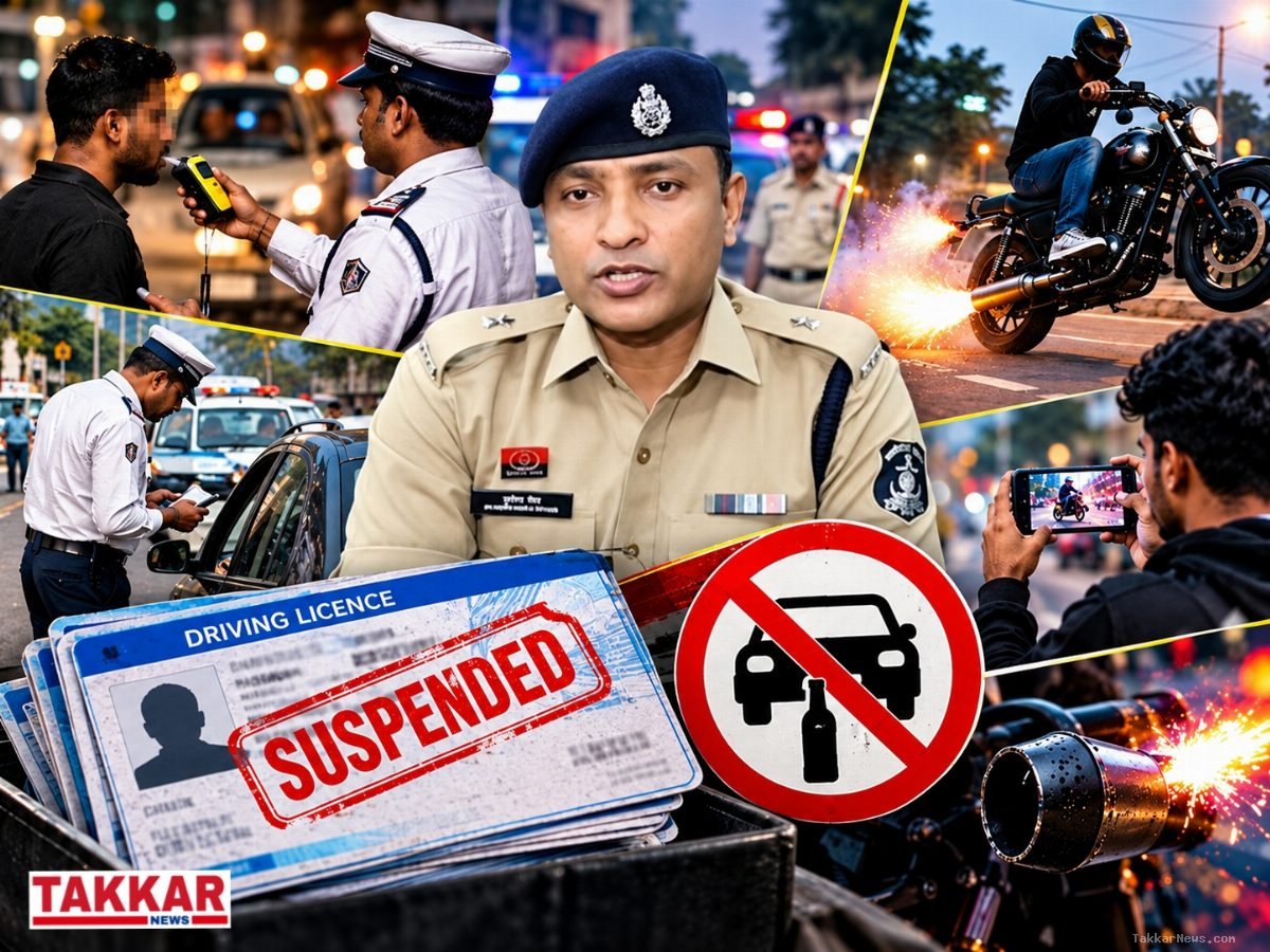 रायगढ़ में ट्रैफिक पुलिस का बड़ा एक्शन: नशे में वाहन चलाने, बुलेट से पटाखा फोड़ने और रील बनाने वाले 230 चालकों के ड्राइविंग लाइसेंस सस्पेंड..